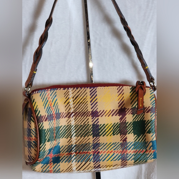 Dooney & Bourke Plaid Shoulder Bag in Cream and Green - Picture 5 of 7
